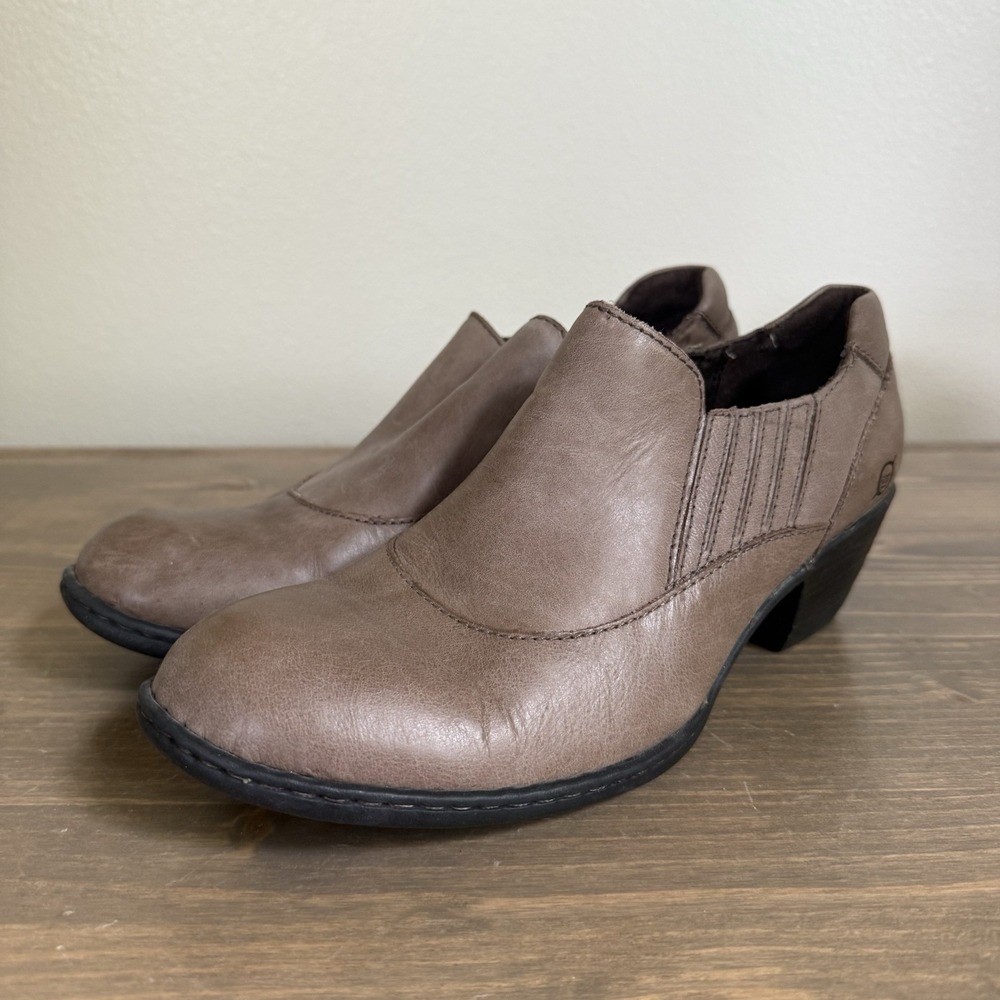 Born Womens 8 Brown Rissa‎ Leather Ankle Heel Boots Booties